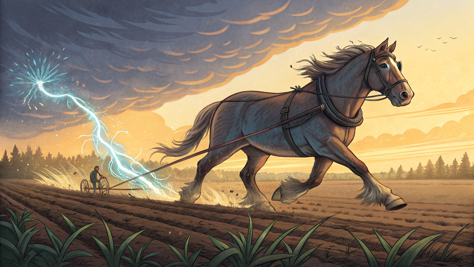 Hand-drawn editorial illustration clean lines warm colors A powerful draft